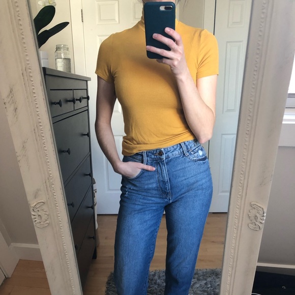 ⭐️🌟Aritzia Short Sleeve Ribbed Turtleneck in Cairo Gold🌟 - Picture 4 of 6